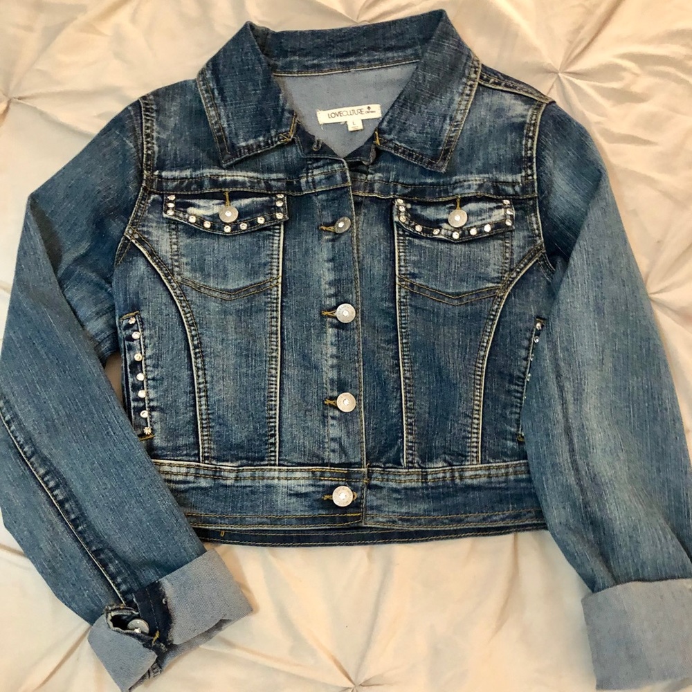 Love Culture embellished cropped denim jacket